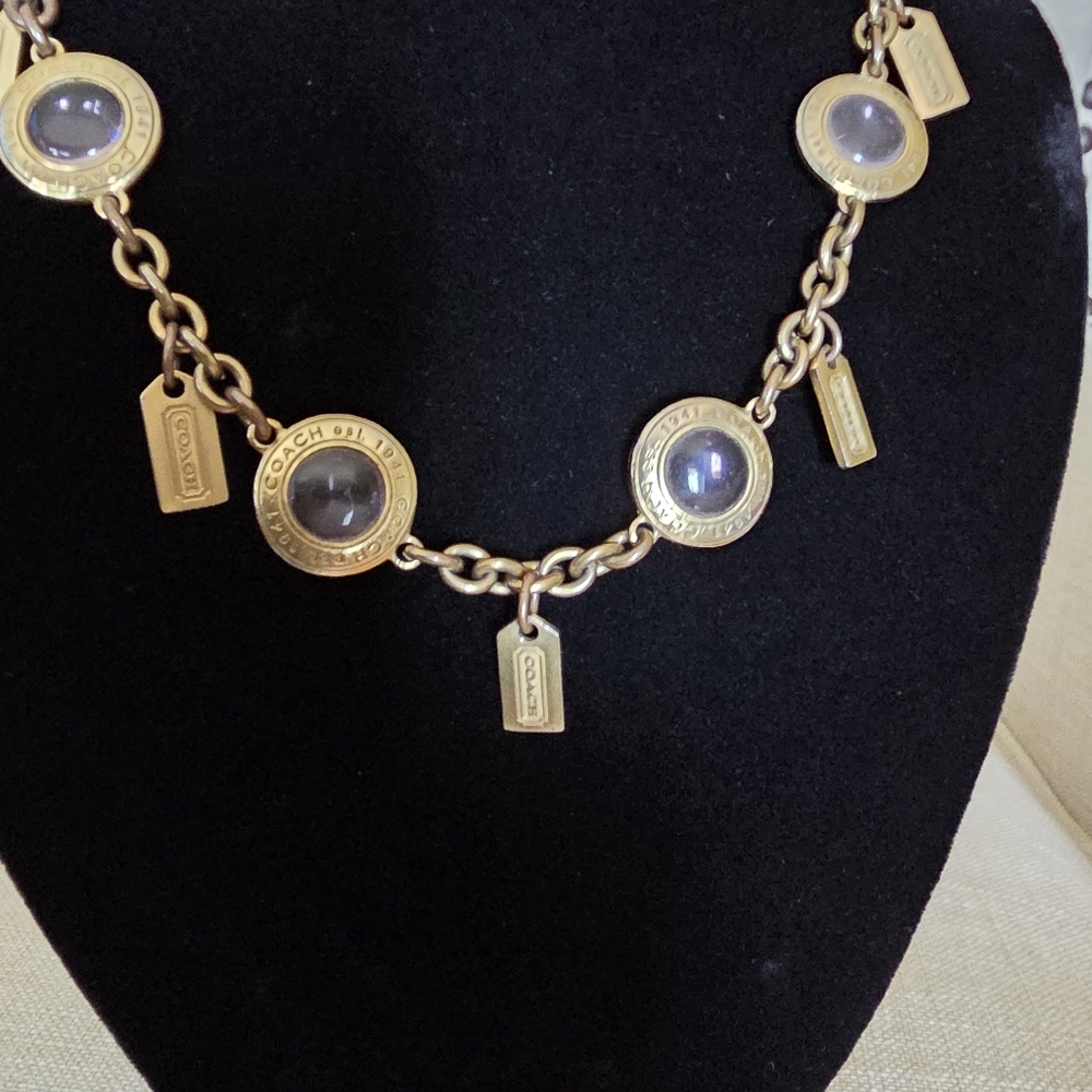 Vintage Rare Coach 1941 Pink Glass Snaphead Cabochon Necklace 🔥 - Picture 5 of 16